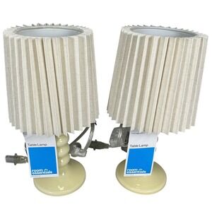 Room Essentials Set of 2 Cream‎ Ceramic Pleated Shade Table Lamps 11.6" NWT